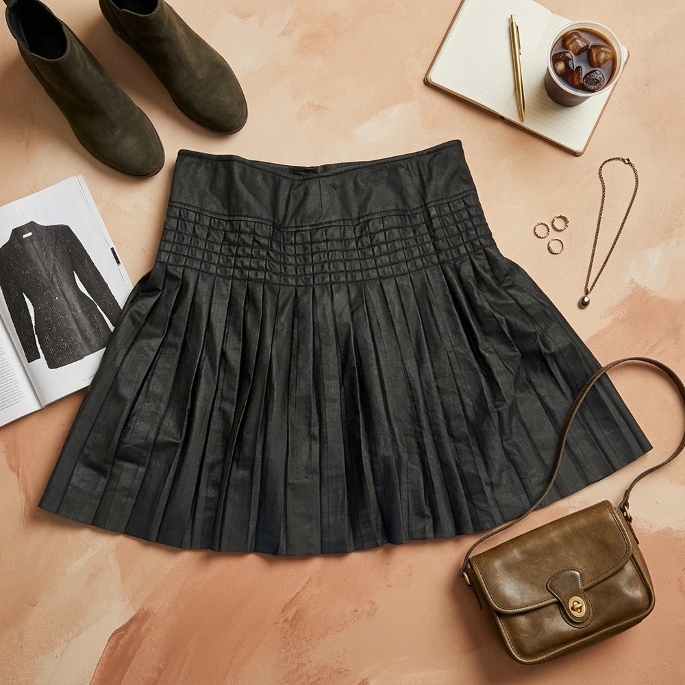 M.S.S.P. Max Studio Black Pleated Mini Skirt Womens 8 Dark Academia Y2K Grunge